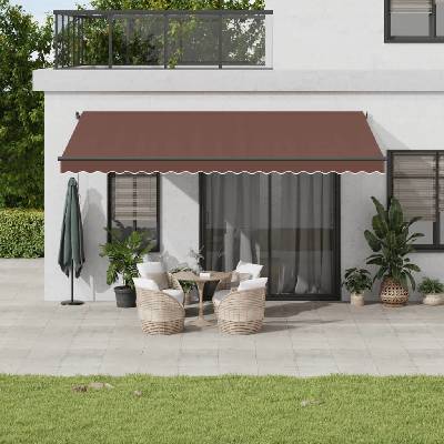 vidaXL Ručně zatahovací markýza s LED světly hnědá 500 x 300 cm