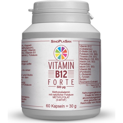 SinoPlaSan Vitamin B12 FORTE 500 μg Methylcobalamin 60 kapsúl