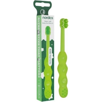 Nordics Oral Care Detská zubná kefka Super soft premium 0-2 rokov Zelená