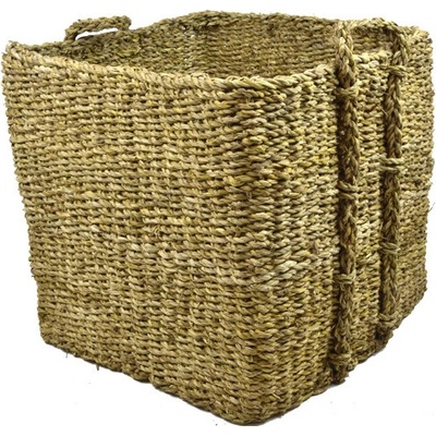 Vingo Hranatý úložný koš z mořské trávy 39 x 39 v. 36, s uchy 43