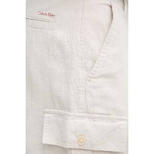 Calvin Klein Jeans къс панталон карго мъжки с лен (LV04RF610G)