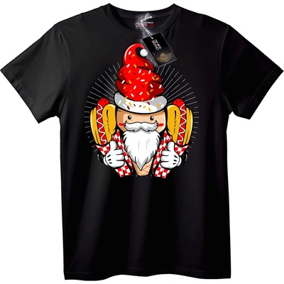 NOONEBRAND Тениска Дядо Коледа със Сладолед и Хот Дог - 6XL, Black
