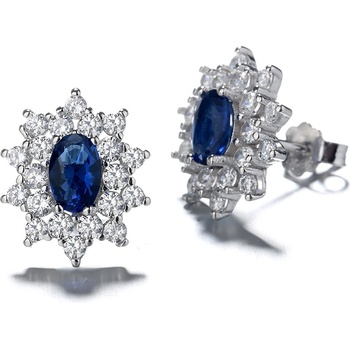 DELIS Сребърни обеци, jw793, елегантна тъмносиня шарка, с родиево покритие (jw793)