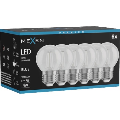 Mexen Vintis 6x LED крушка с нажежаема жичка E27, G45, 4W, 55 lm, синя - L156-E27-04XX-47x06 (L156-E27-04XX-47x06)