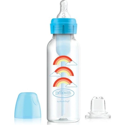 Dr Brown’s dojčenská antikoliková fľaša Options+ 2v1 modrá s náustkom 250ml