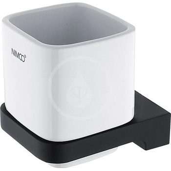 Nimco Maya Pohárik na kefy a pastu s držiakom, biela keramika/čierny mat MAC 29058K-90