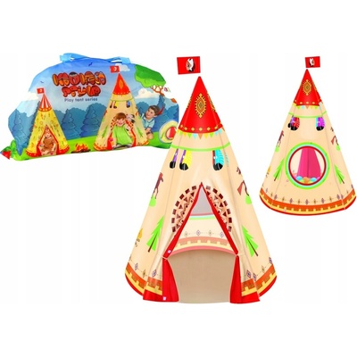 LEAN Toys Indiánsky stan pre deti 160 cm x 105 cm krémové