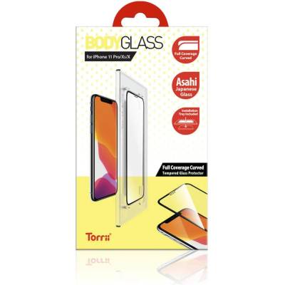 Torrii BodyGlass 3D Full Cover Glass - калено стъклено защитно покритие за целия дисплей на iPhone 11 Pro, iPhone XS, iPhone X (прозрачен-черен)