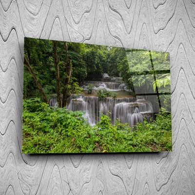 Art gift Стъклено АРТ пано - Водопади в гората