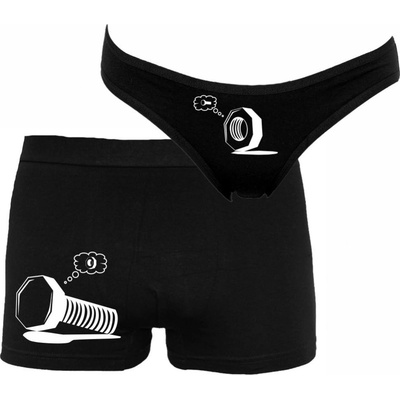 Bastard.cz Párové spodní prádlo Boxerky a kalhotky Matička a šroubek Černá – Hledejceny.cz