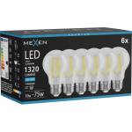 Mexen Vintis 6x LED филамент крушка E27, A60, 10W, Студена - 6500K, 1320 lm, прозрачна (L150-E27-1065-00x06)