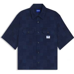 HUGO BOSS Риза Hugo Men's Short Sleeve Plain Shirt - Blue 407