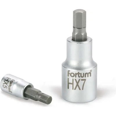 Fortum накрайник, имбус, 1/2", 61CrV5/S2, матов хром; 8mm (HX8), 55mm FORTUM