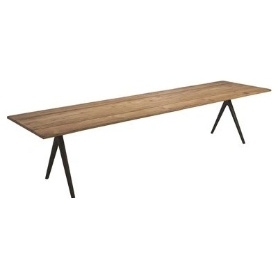Gloster Masivní jídelní stůl Raw, obdélníkový 350x94/104x74 cm, rám hliník meteor, deska teak přírodní s neopracovanou hranou, deska výška 5 cm, vč.krycí plachty – Zbozi.Blesk.cz