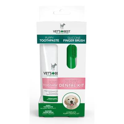 Vet' s Best Puppy Dental Kit комплект за почистване на зъби за малки кученца, паста 100gr + четка напръстник