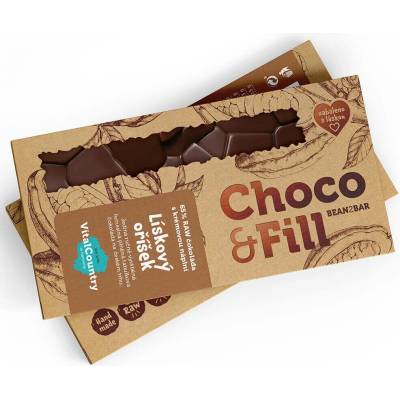 Choco & Fill Raw plněná čokoláda 65% Lískový oříšek 100 g