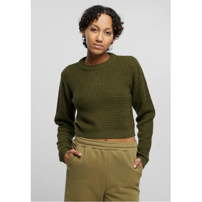 Urban Classics Дамски пуловер в цвят маслина Urbam Classics Short WaffleUB-TB6076-02438 - Маслина, размер 3XL