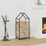 vidaXL Стойка за дърва, черна, 40x25x90 см, студеновалцувана стомана (864295)