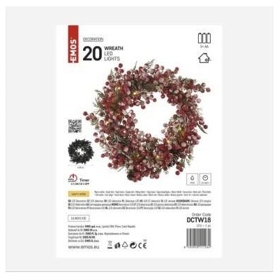 Emos DCTW18 LED vianočný veniec s dekorom 38 cm