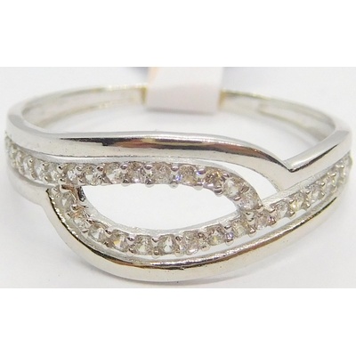 Klenoty Budín Dámský zlatý prsten z bílého zlata se zirkony H704