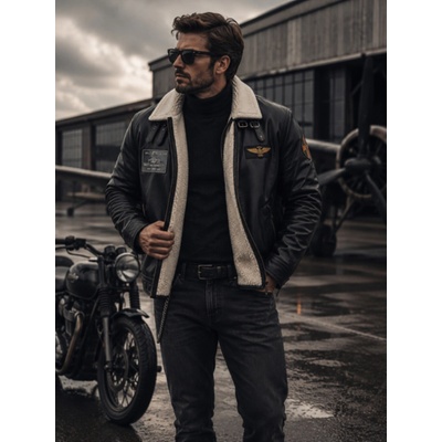 Max Original Leather Pánska kožená bunda HARISON FUR black