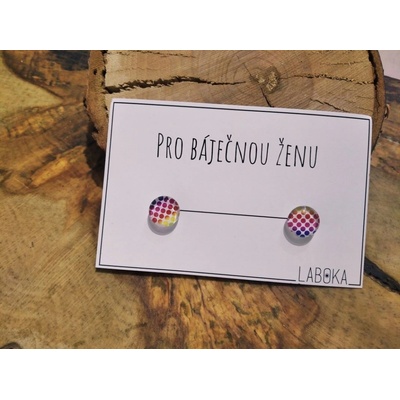 Laboka skleněné náušnice pecky barevné puntíky 0001302