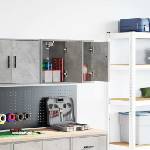 vidaXL гараж стена шкафове, 2 бр, бетонно сиви, инженерно дърво (860614)