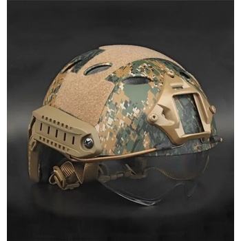 DRAGOWA Tactical Тактическа каска Fast PJ с очила Bolt, Digital Woodland (без сертификация) (DRG153.DW)