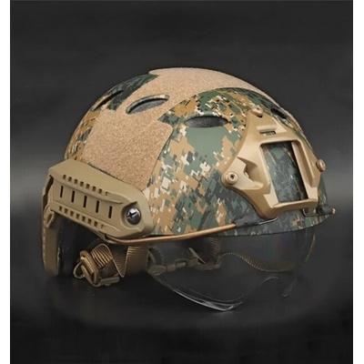 DRAGOWA Tactical Тактическа каска Fast PJ с очила Bolt, Digital Woodland (без сертификация) (DRG153.DW)