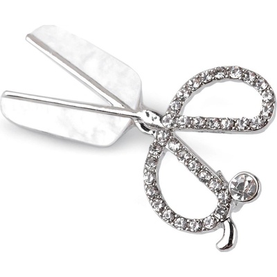 Stoklasa brož s broušenými kamínky nůžky 1 crystal platina