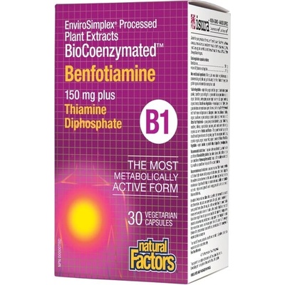Natural Factors BioCoenzymated Бенфотиамин В1 150 mg + витамин В1 100 mg 30 V капсули | Natural Factors (1248 NF)