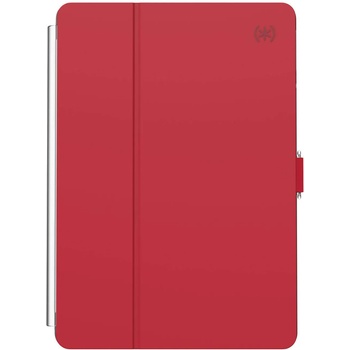 Speck Balance Folio Case - текстилен калъф и поставка за iPad 8 (2020), iPad 7 (2019) (червен-прозрачен)