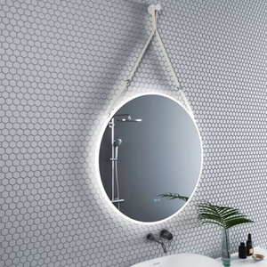 Inter Ceramic Огледало с осветление и антизапотяване Inter Ceramic, кръгло, 80 см, с бяла каишка (1909WHITE)