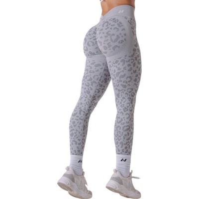 Nebbia Kompresní push-up legíny s leopardím vzorem PRIMAL 849 světle šedé