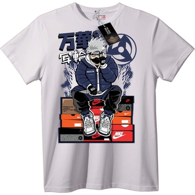 NOONEBRAND Тениска Naruto Какаши Аниме - S, White