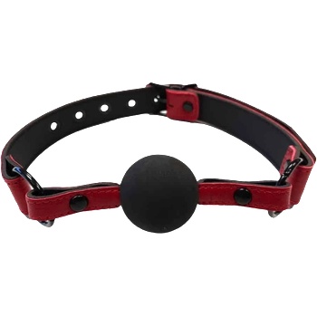 Rouge Leather Ball Gag Burgundy with Black Accessories