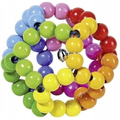 GOKI Dřevěná chrastítka Elastická koule Míček Prostorová duha