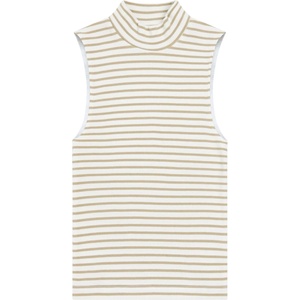 KnowledgeCotton Apparel Дамски топ Knowledgecotton apparel Women's High Neck Rib Top - Creme Stripe (916-6670-0313)