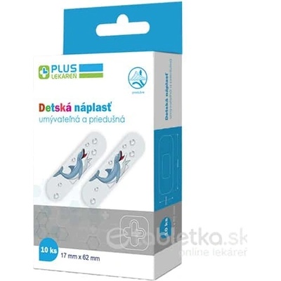 PLUS LEKÁREŇ Náplasť detská jemná priedušná umývateľná 17 x 62 mm 10 ks