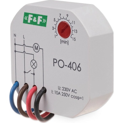 PO-406 - Dobehové (ventilátorové) časové relé, 230V, 10A, 1x NO