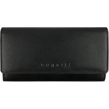 BUGATTI Дамски кожен портфейл Bugatti Bella Ladies Flip Long Wallet, RFID защита, черен (49 4824 01)