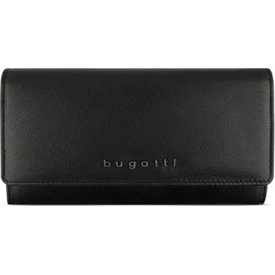 Bugatti Дамски кожен портфейл Bugatti Bella Ladies Flip Long Wallet, RFID защита, черен (49 4824 01)