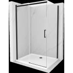 Mexen Omega плъзгаща се душ кабина 130 x 100 см, прозрачна, черна + корито Flat, (825-130-100-70-00-4010B)