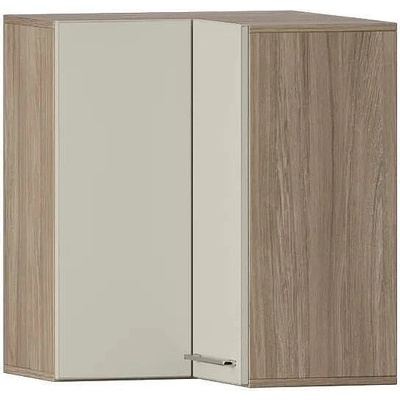 Горен ъглов кухненски шкаф Domino Havana L60 дъб хавана и кашмир супер гланц