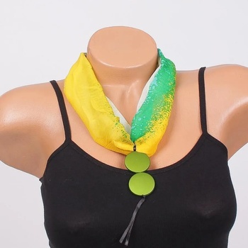 Image 1 of Ефектно трицветно фишу-колие в жълто, зелено и бяло