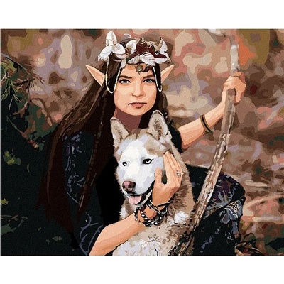 zuty Malování Podle Čísel Elfí Princezna A Vlk 80 x 100 Cm Plátno