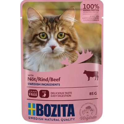 Bozita 12x85г Bozita хапки в сос, консервирана храна за котки - говеждо