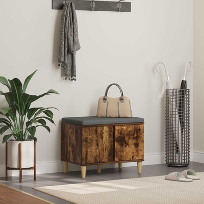 vidaXL Пейка за коридор с възглавница Пушена Дъб 60 x 38 x 46 см (891524)