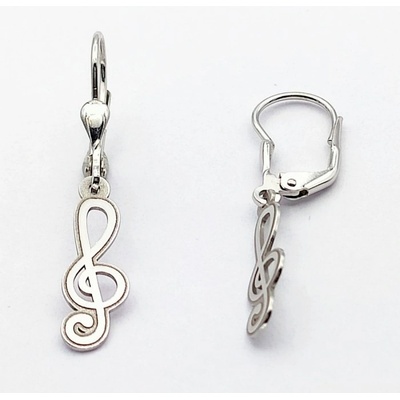 Zlato-minerály stříbrné náušnice houslový klíč SUP5580mn