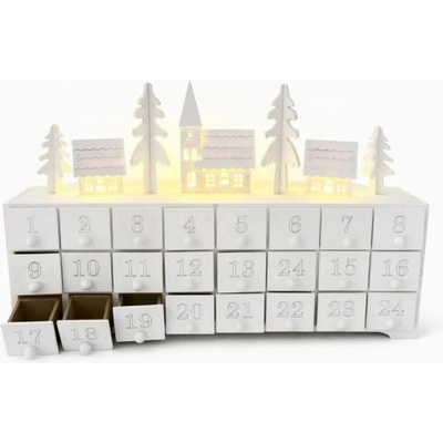 Emos LED adventný kalendár drevený 23x37 cm 2x AA vnútorná teplá biela